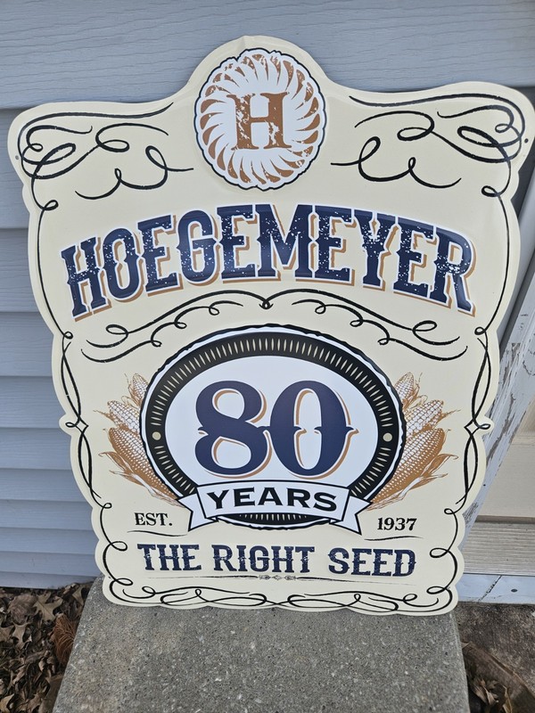 Hogemeyers 80 Years The Right Seed Commemorative Metal Aluminum Sign