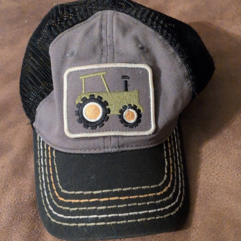 John Deere Tractor Patch Mesh Snapback Hat Black Gray Adjustable Youth farmer