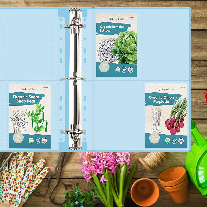 60 Pack 240 Pockets Seed Packet Sleeves, Garden Seed Storage Organizer Pages for gallery