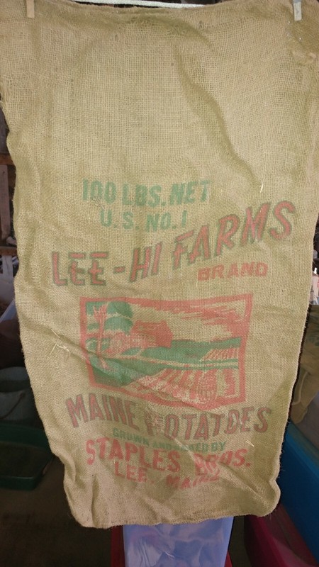 Vintage Burlap Potato Bag Lee-Hi Lee Maine ME Staples Bros. Farm