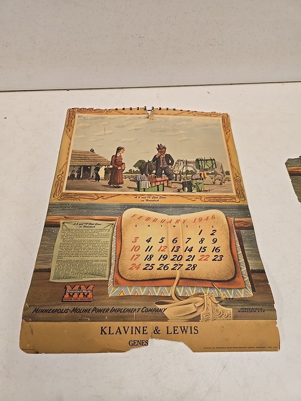 Vintage Minneapolis-Moline Klavine & Lewis Geneseo IL Advertising 1946 Calendar gallery