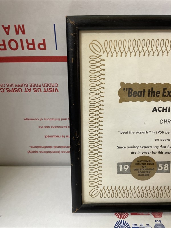 MoorMans Feed Certificate Achievement Award 1958 Farm Advertising 11x9 gallery