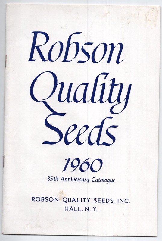 1960 Robson Quality SEED CATALOG Hall NY w/ original mailer and order form 35 Yr