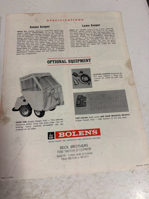 3 - Bolens and FMC Garden Tractor Dealers Sales Brochure Vintage 1970's 1960's gallery