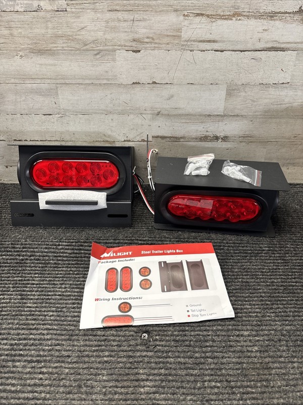 Nilight – TL-34 2PCS Steel Trailer Light Boxes Housing Kit w/6Inch Oval Red LED