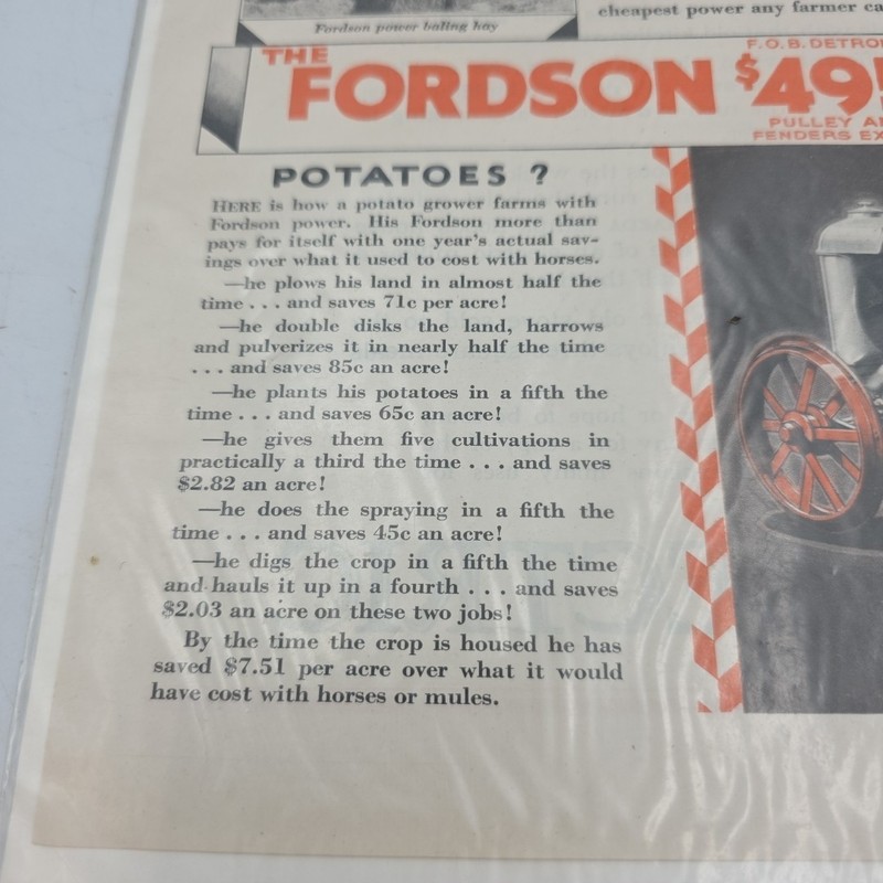 1927 FORDSON TRACTOR FARM CONSTRUCTION PLOW HAY BAILER ENGINE DETROIT 20847 gallery