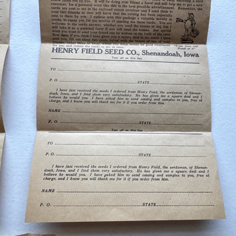 Henry Field Seed Co, Shenandoah, Iowa Order Sheet, Coupons Advertising gallery