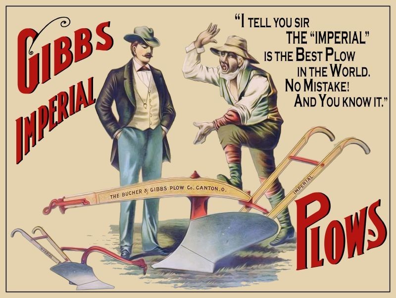 Bucher & GIBBS Imperial Plow of Canton, OhiO NEW METAL SIGN: 9×12″ Free Ship