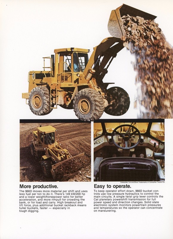 Caterpillar Tractor Co. Advertising Two Page Ad “966D New Model Introduction”