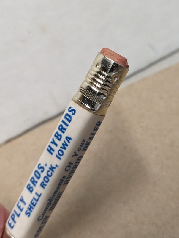 Vintage Epley Bros. Hybrids Shell Rock Iowa Ia Square Bullet Pencil Square Deal gallery