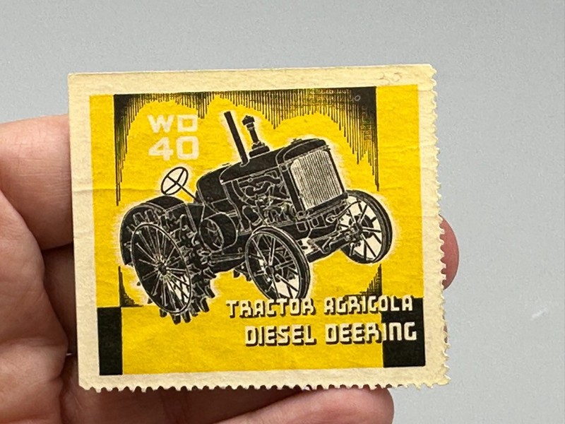 Vintage DIESEL DEERING Agricola FARM TRACTOR Advertising POSTER STAMP Italy gallery