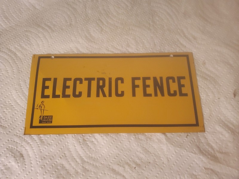 8″ X 4″ Metal Sign Electric Fence Dare Minute Man Logo Farm Ranch Decor