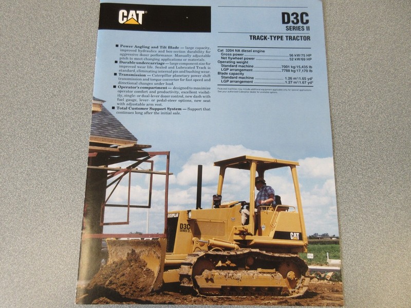 Caterpillar D3C Series2 Crawler Dozer Color Brochure 10 Page Very Good Condition