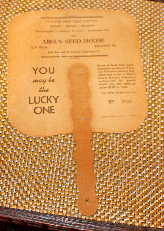 Vintage Abel's Seed House Souvenir Advertisement Cardboard Fan Reading PA.