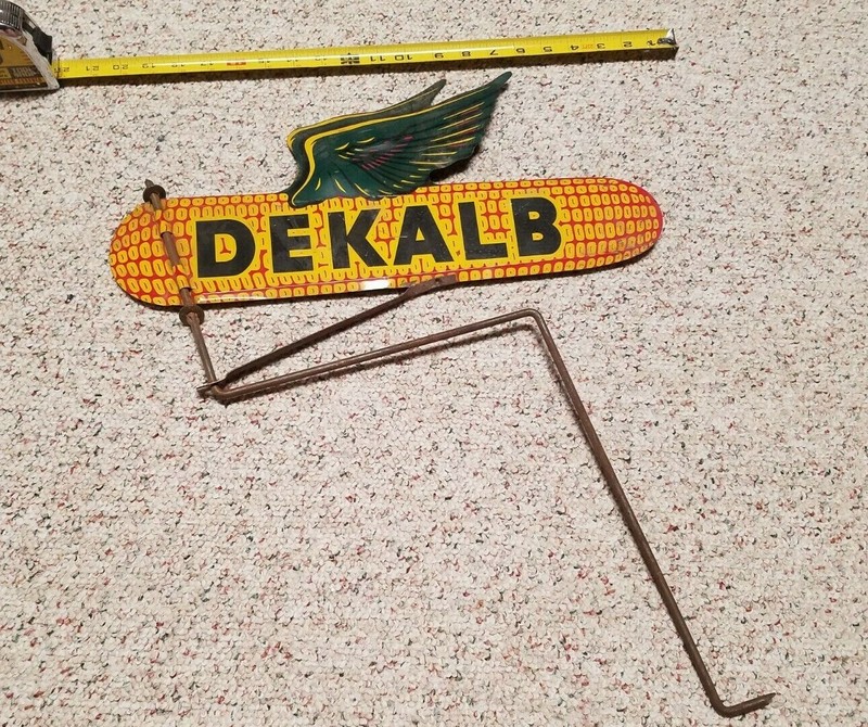 VGC Metal Dekalb Flying Ear Spinner Wind Vane Sign DOUBLE SIDED FARM SEED FEED