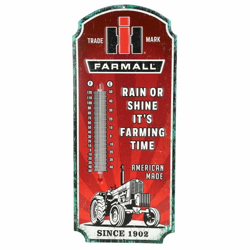 IH Farmall Rain or Shine It’s Farming Time 17.5″ x 7.25″ Thermometer DE-TH116