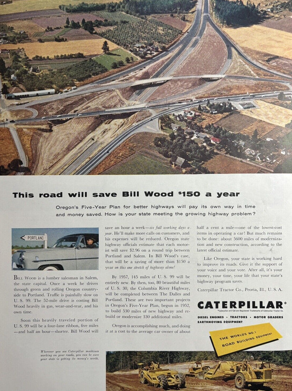 1955 Caterpillar Diesel Engines Tractors Motor Graders Road Build VTG Print Ad