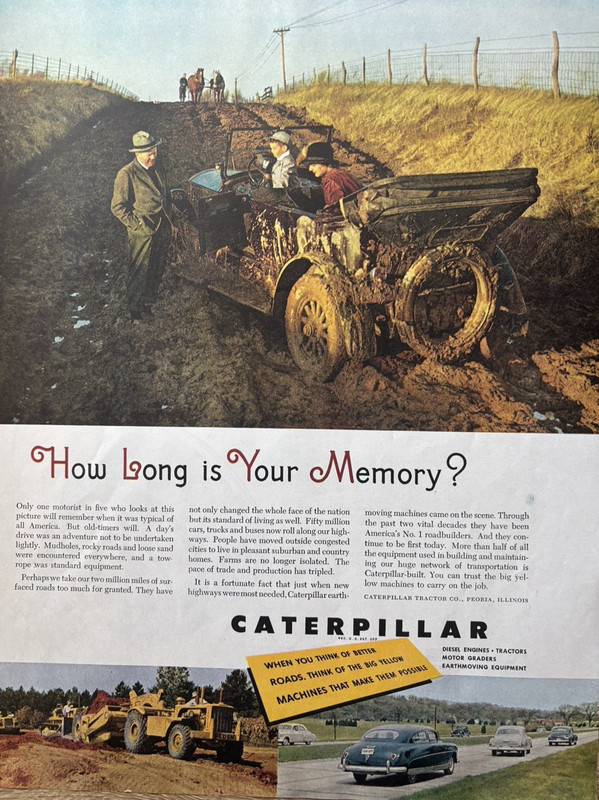 1953 Caterpillar Diesel Engines Tractors Graders Peoria IL Memory VTG Print Ad