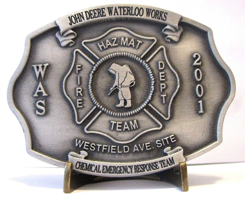 John Deere Waterloo WAS FIRE Brigade Hazmat EMPLOYEE Belt Buckle 2001 Emergency