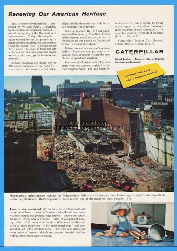 1960 Caterpillar Tractor American Heritage Philadelphia PA Independence Hall Ad