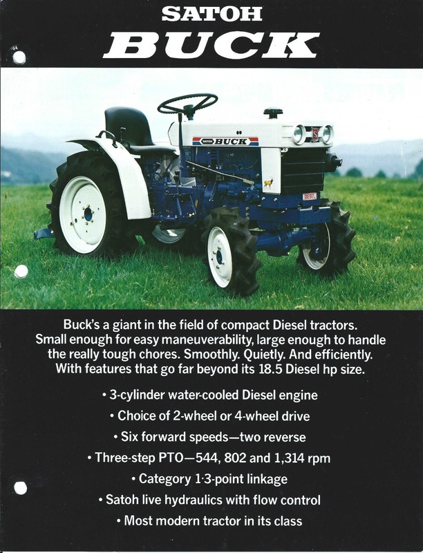 Farm Tractor Brochure – Satoh – Buck – c1979 (F4496)