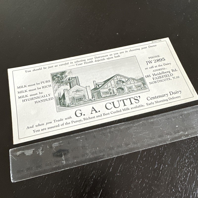 G.A. CUTTS DAIRY Vintage Blotter Fairfield