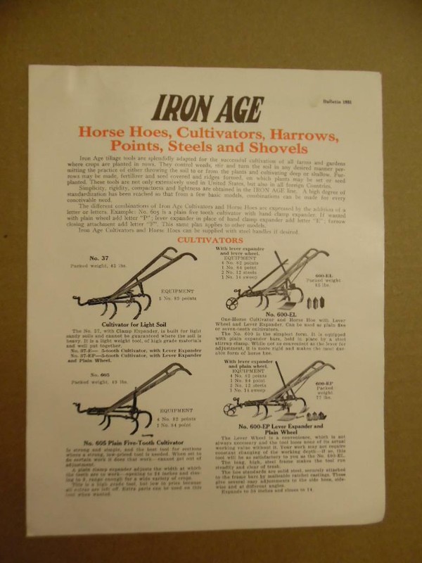 c.1931 Iron Age Horse Hoes Cultivators Catalog Brochure A.B. Farquhar Co Vintage