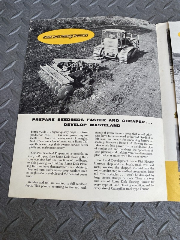 Rome Disk Plowing Harrows 2 page Foldout Sales Brochure 1956 gallery