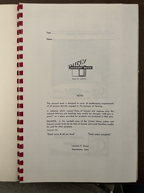 1962 Funks G Hybrid Farm Account Book, Funk Bros. Seed Co. Belle Plains, Iowa gallery