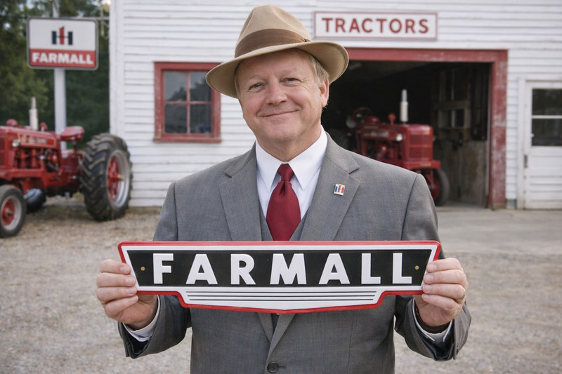 16″ Metal Farmall Embossed Tractor Sign