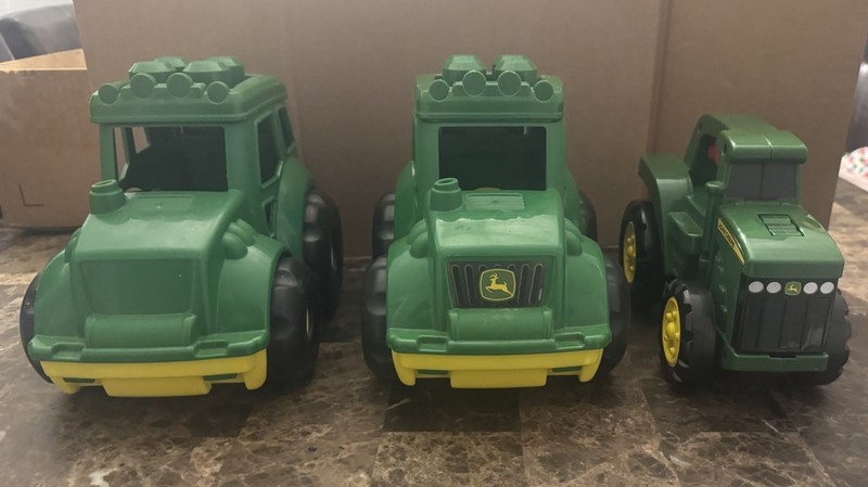 TOMY John Deere Roll n’ Go Tractor Lot! Three Total! Flashlight Tractor Included
