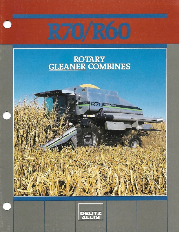 Farm Combine Brochure – Deutz-Allis – R70 R60 – Rotary Gleaner – c1986 (F7724)