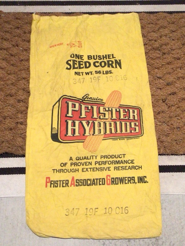 Vintage Pfister Hybrids Seed Corn Sack Bag Man Cave Pfister Associated Growers