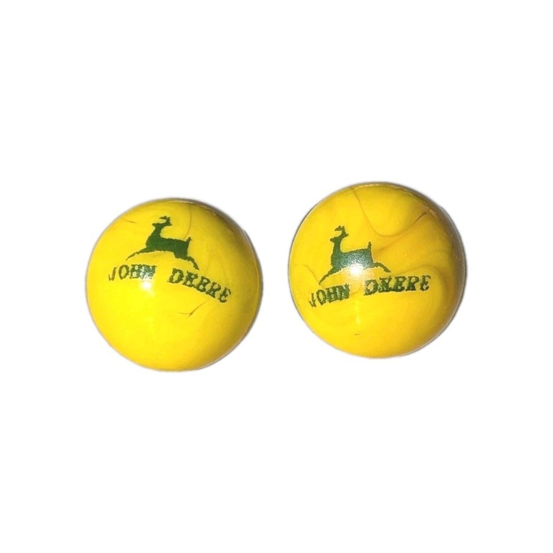 Vintage John Deere Yellow Green Swirl Marbles Tractor 2 Leg Set Of 2 Marbles