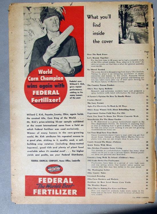 Original 1956 Fertilizer Ad Photo featuring Willard Kirk of Fayette County, Ohio