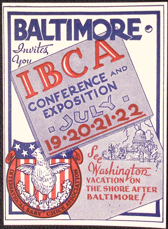 Baltimore IBCA Conference & Exposition Poster Stamp 2.5×4″ Baby Chicks Assoc.
