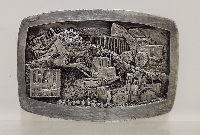 Vtg Caterpillar CAT Waste Handlers Belt Buckle Pewter Norscot Group 1992