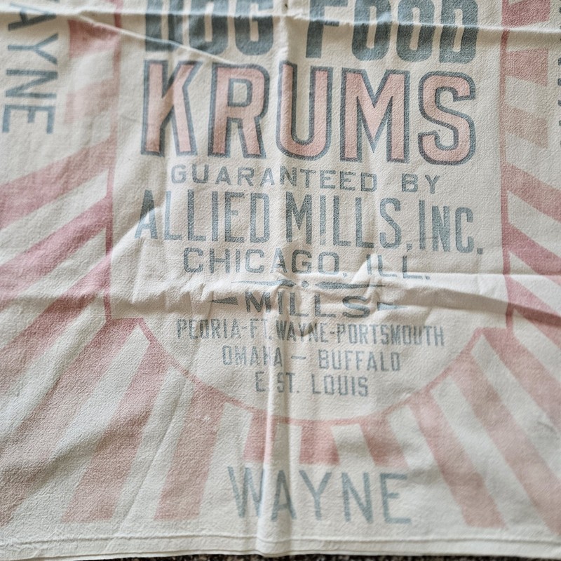 Vtg Wayne Dog Food Krums Feed Sack Bag Farm Primitive Antique Animal Fabric gallery