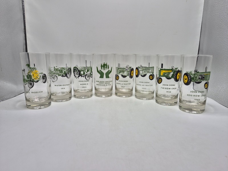 John Deere Credit Union 5 1/2 Inch Tumblers Mint Condition Set Of 8