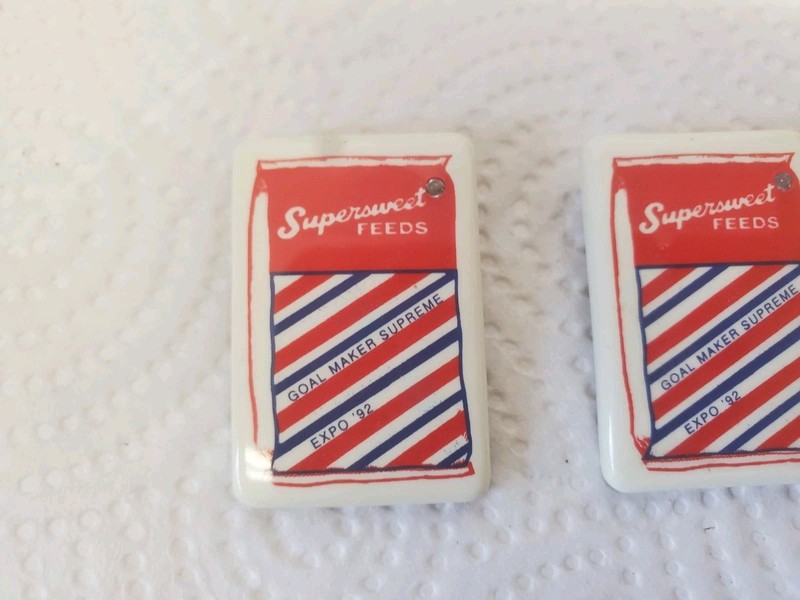 2 Metal Pinback Buttons Supersweet Feeds Expo 92 Goal Maker Supreme Livestock gallery