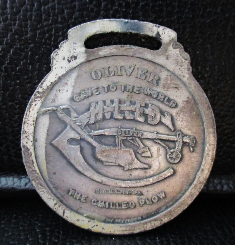 Antique James OLIVER Chilled Plow Watch Fob Adverting Promo Green Duck Chicago