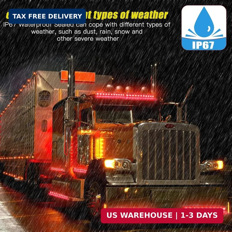 ALFU 4pcs Red 11 LED 16 inches Trailer Light Bar IP65 Waterproof for Park Turn S gallery