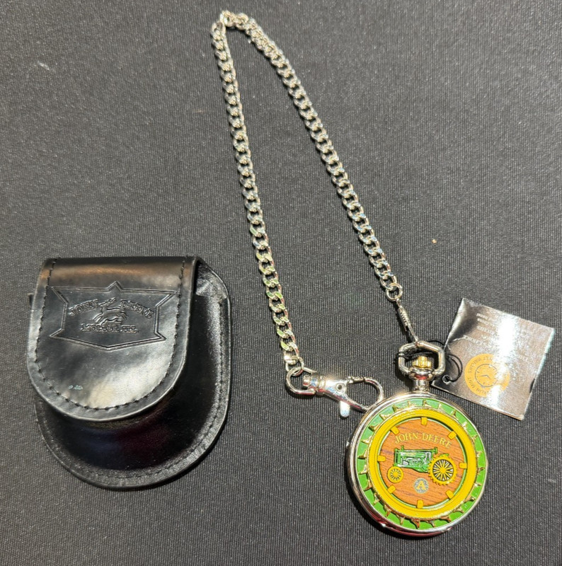 John Deere Model “A” Pocket Watch – Franklin Mint – Quartz W/Leather Case NICE!*