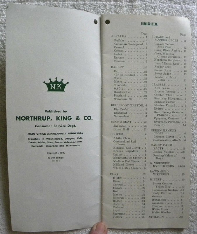 1952 Northrup, King & Co. Seeds, Corn, Soybeans, Oats, Grasses Seed Notebook gallery
