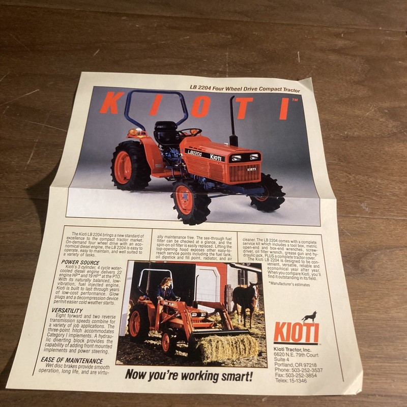 Kioti LB2204 4wd Tractor Dealers Brochure CDIL