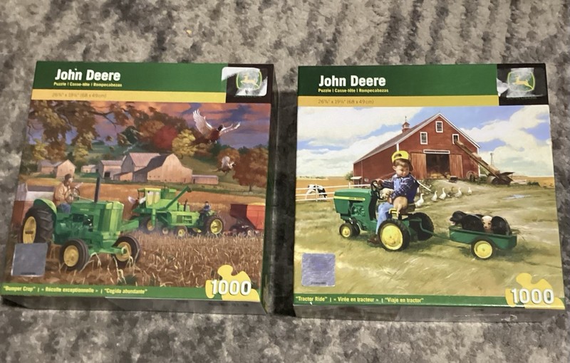 John Deere 1000 Piece Puzzles (2) “Bumper Crop” “Tractor Ride” Licensed Product