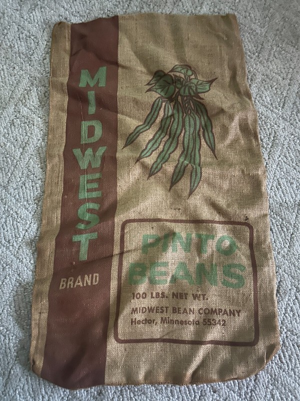 Hector MN Burlap Sack Pinto Beans Midwest USA 100 LBS Empty 20 x 36 Vintage