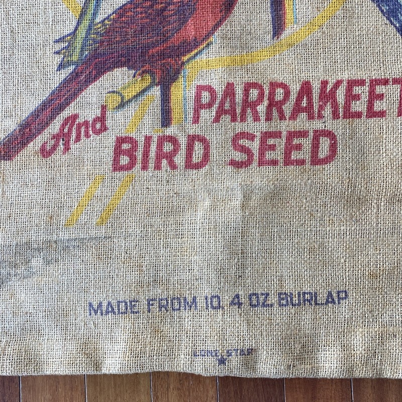 Vintage “Excello” 100 Lb. Parakeet Seed Burlap Bag White Proso Millet Lone Star gallery