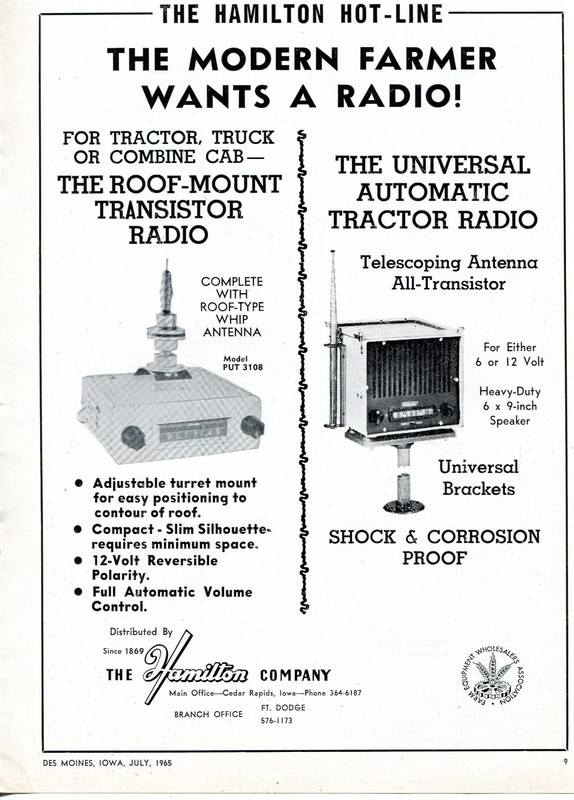 1965 Print Ad of The Hamilton Co PUT 3108 Transistor & Universal Tractor Radio