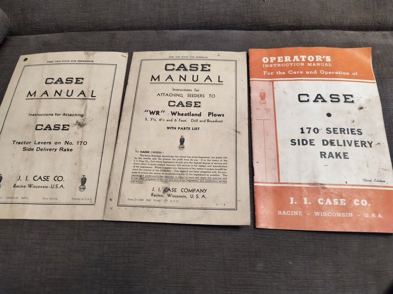 3 Vintage Case Manuals Rake Plow 5 1/2 x 8 1/2″ 10 , 20, 4 page